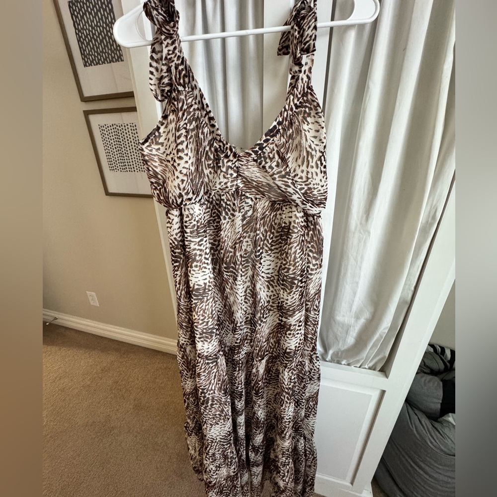 Express Animal Print Tiered Maxi Dress Large
